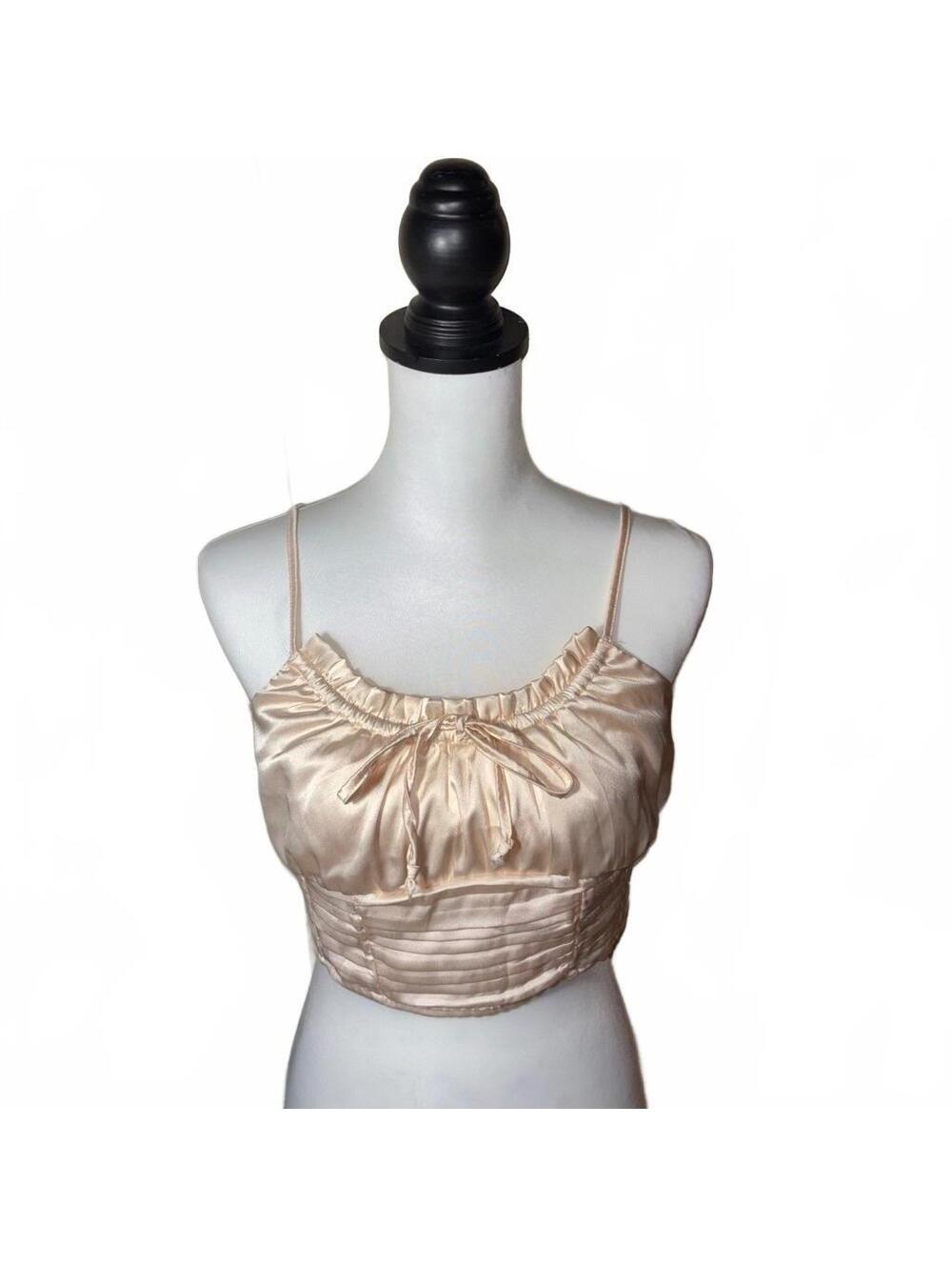 Forever 21 Satin Crop Top with Ruffle and Tie Detail